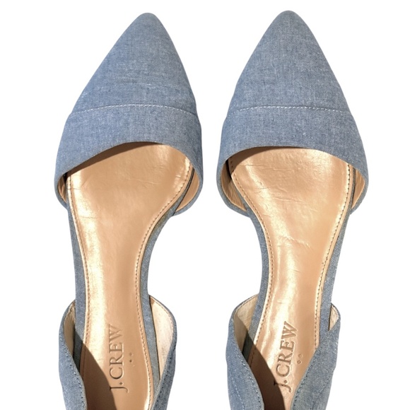 J. Crew Blue Demim Flats with Pointed Toe and d'Orsay Cut - Size 7 - Picture 2 of 16